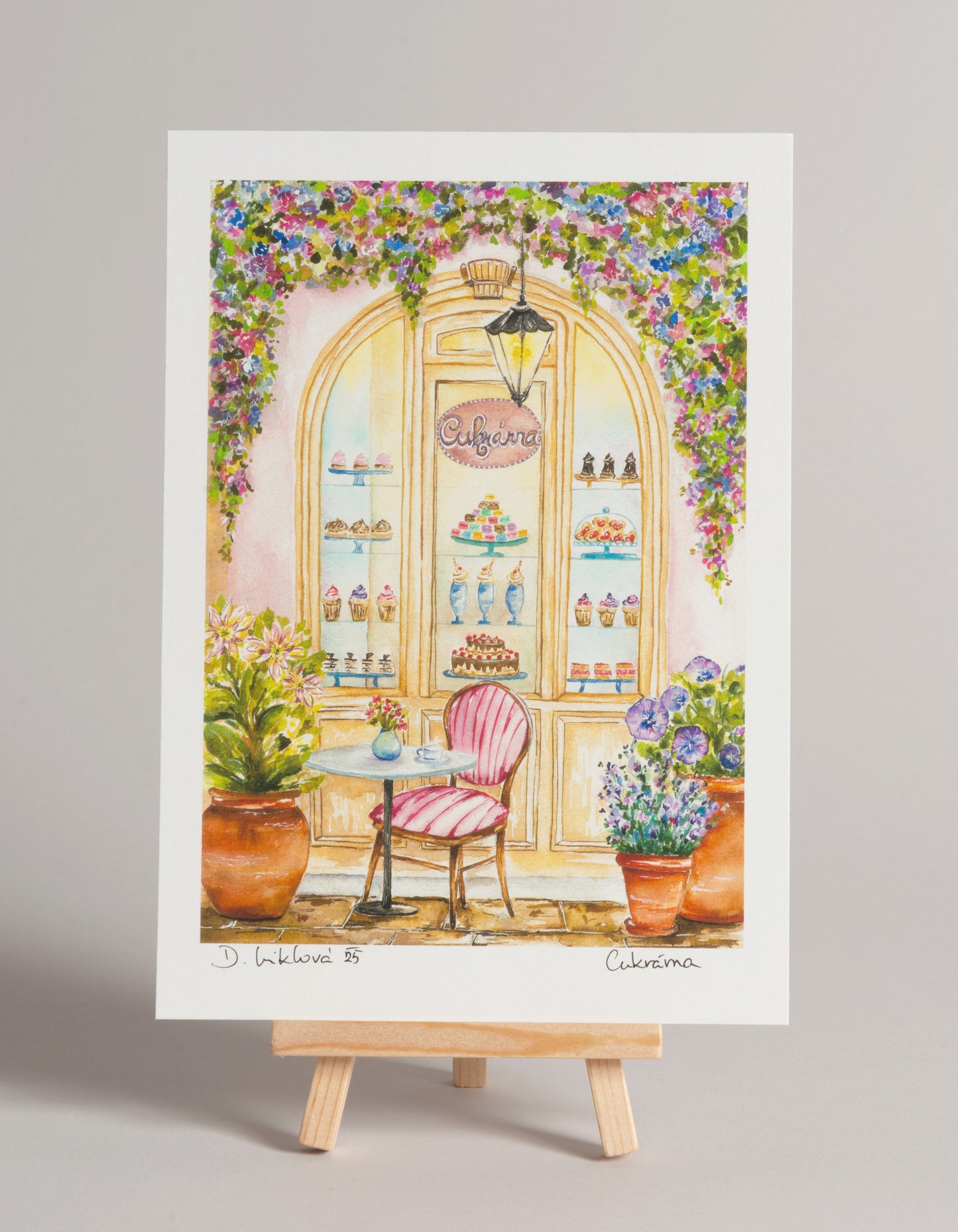 Cukrárna - autorská akvarelová ilustrace | art print