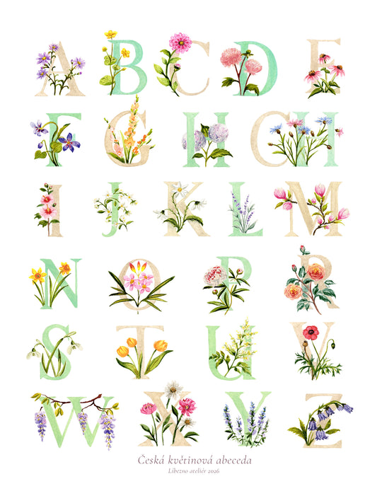 Květinová abeceda v rámečku – připraveno k obdarování