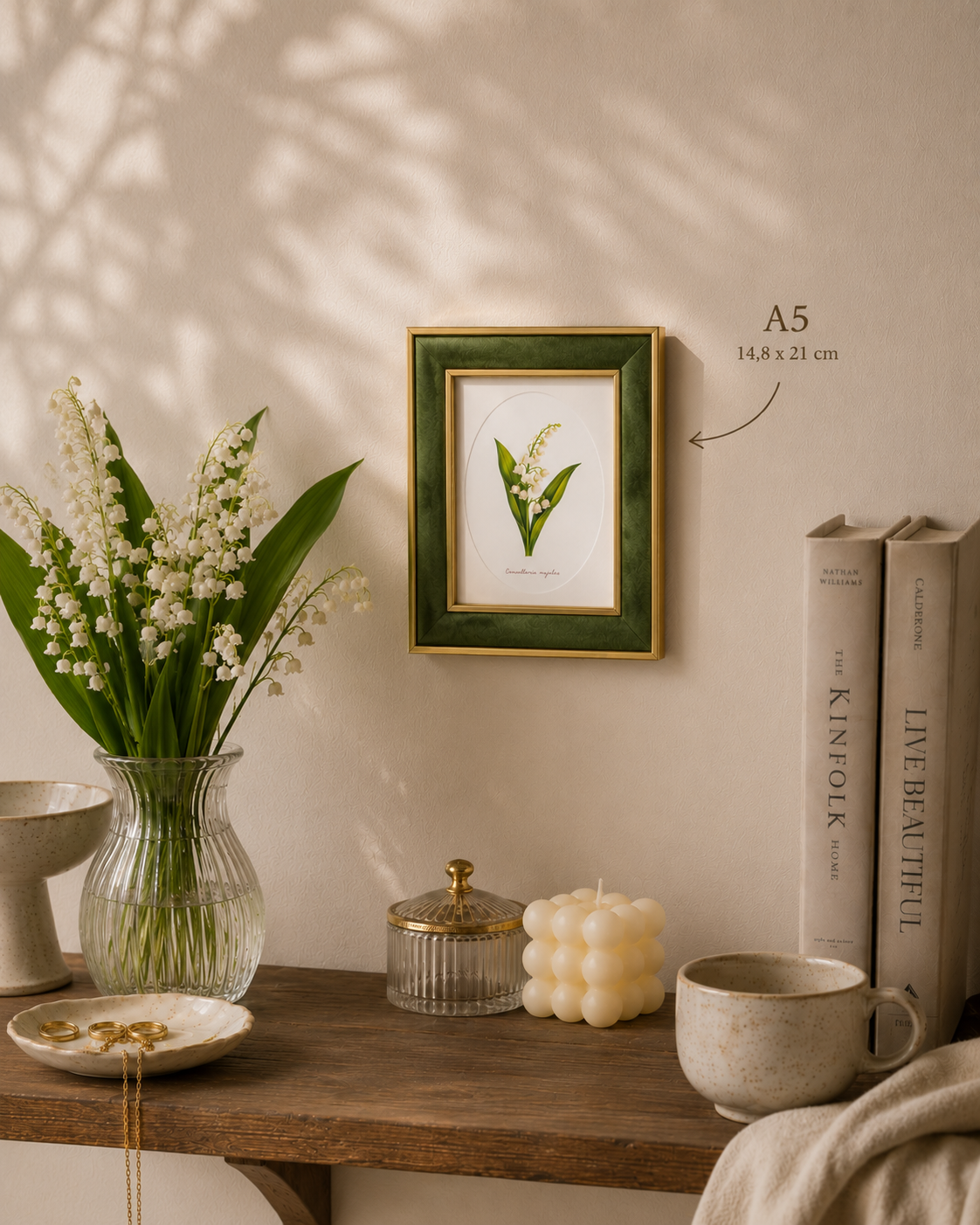 Konvalinka - autorská akvarelová ilustrace v paspartě | art print