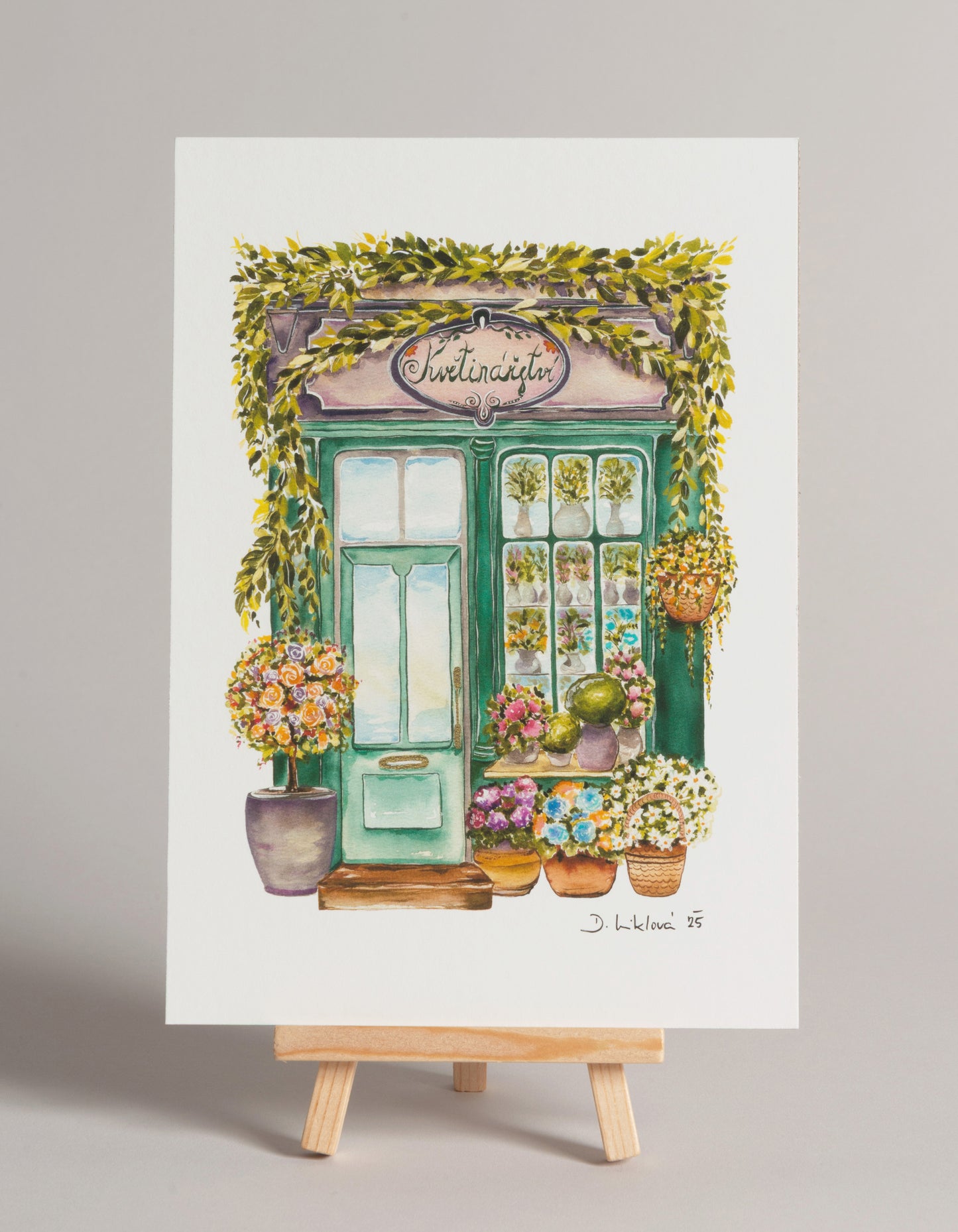 Květinářství - autorská akvarelová ilustrace | art print
