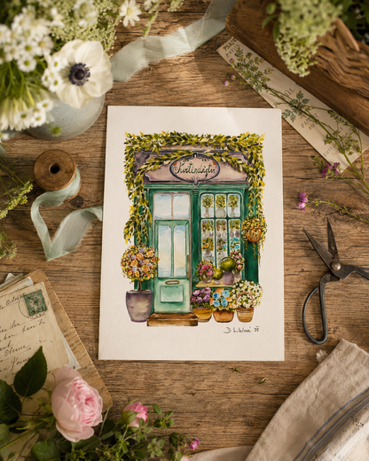Květinářství - autorská akvarelová ilustrace | art print