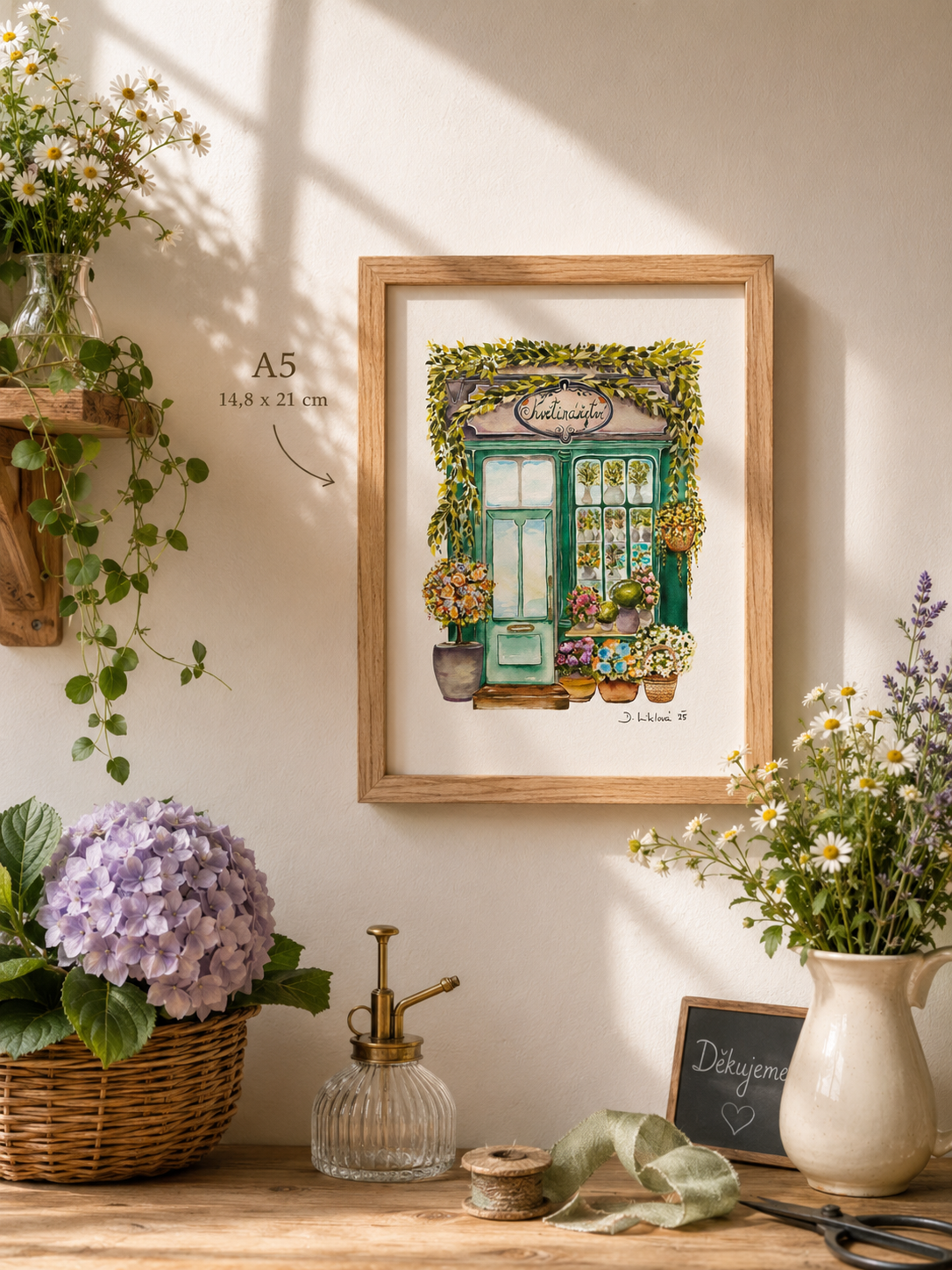 Květinářství - autorská akvarelová ilustrace | art print