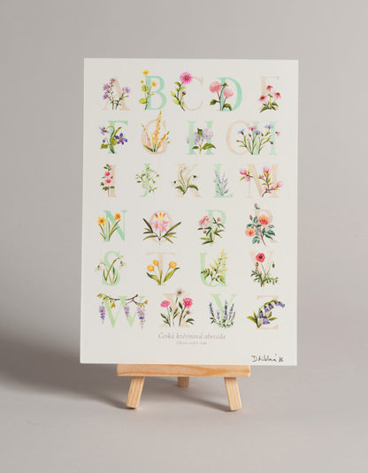 Květinová abeceda - autorská akvarelová ilustrace | art print