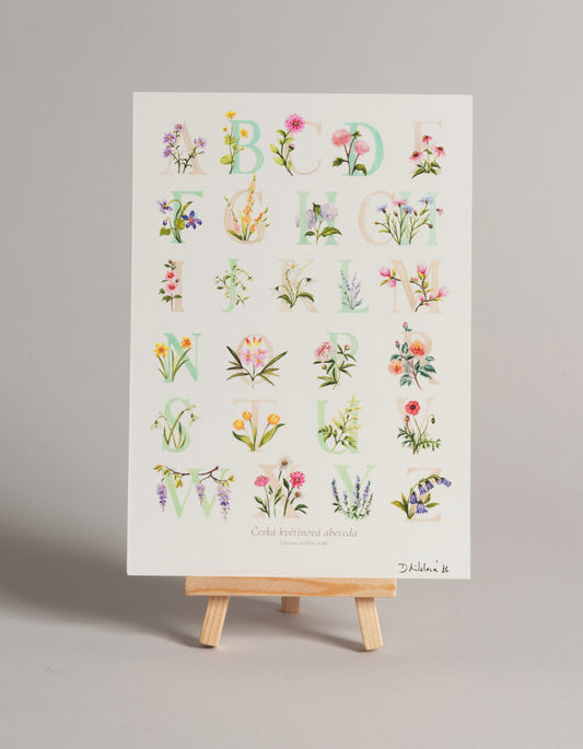 Květinová abeceda - autorská akvarelová ilustrace | art print