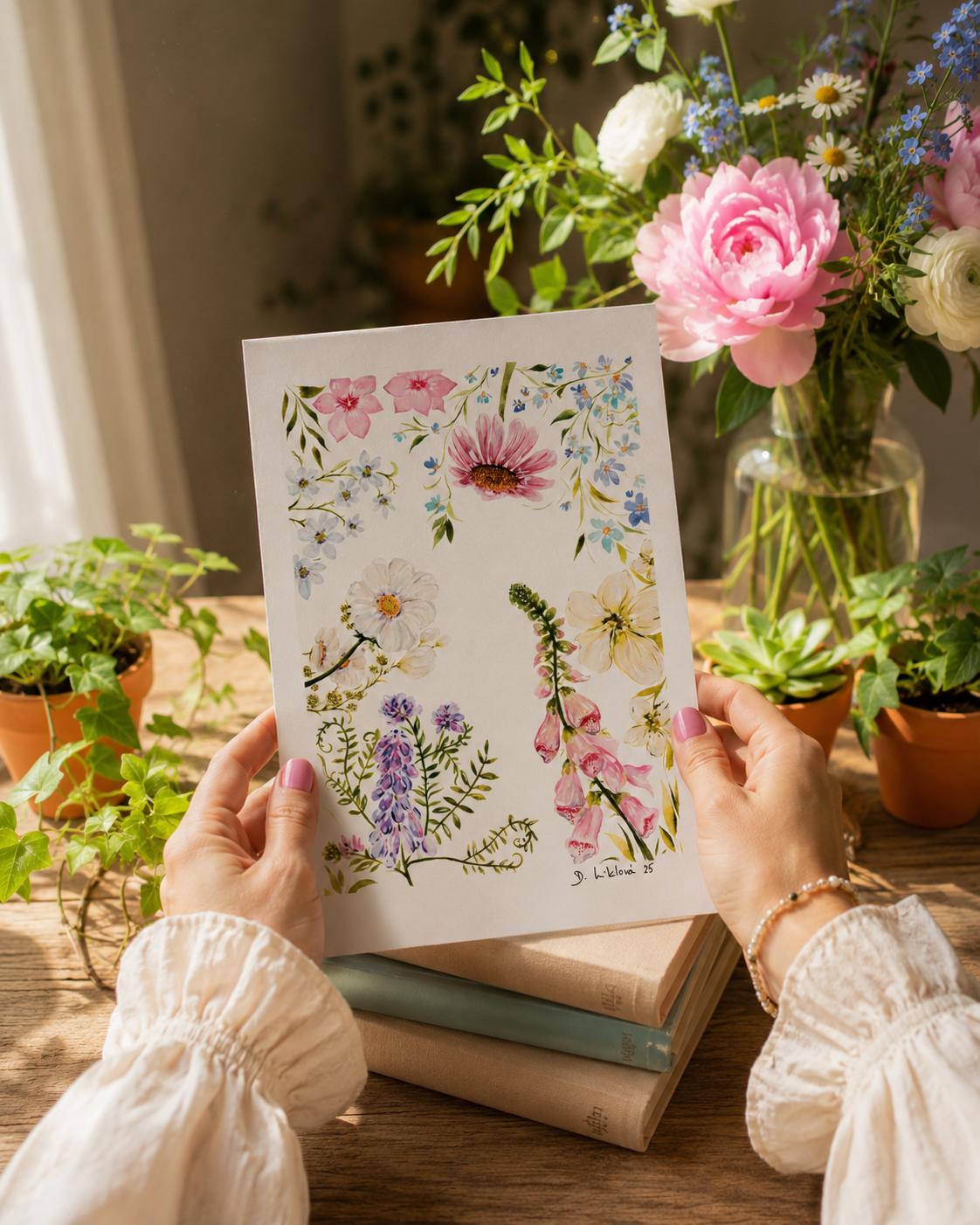 Květinový herbář - autorská akvarelová ilustrace | art print