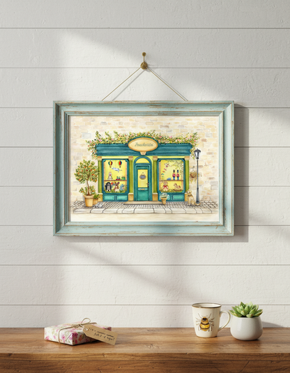 Hračkářství - autorská akvarelová ilustrace| art print
